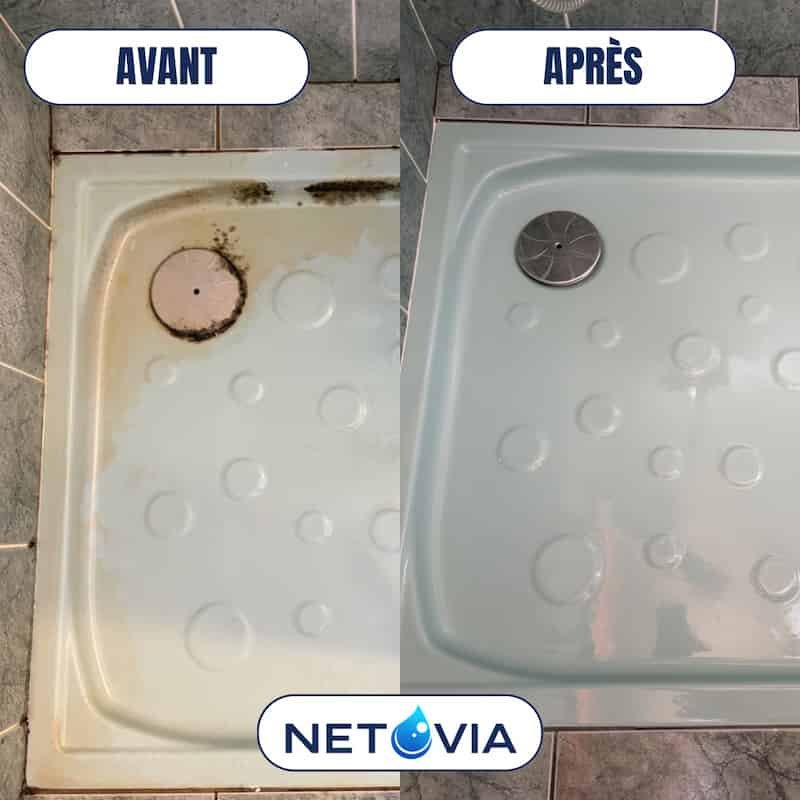 Avant après bac de douche détartré fin de location