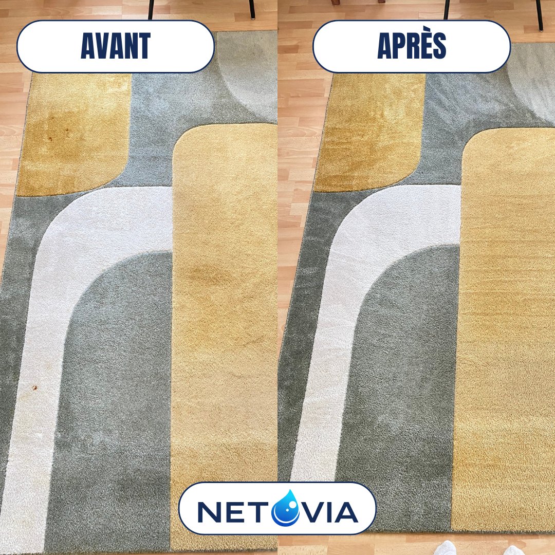 Nettoyage tapis moderne avant après